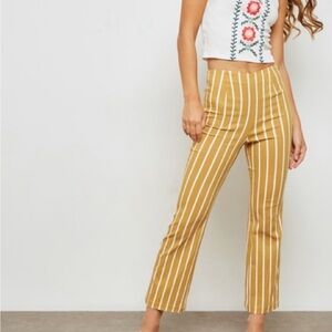 Forever 21 Striped Crop flare Stretch Pants - Size XS - Gold/White